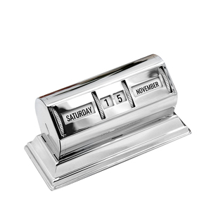 Lịch vạn niên để bàn bằng thép không gỉ sáng tạo hiện đại, họa tiết ngang di động, trang trí kim loại, khắc thủ công, quà tặng - Product Image 1