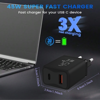 Chargeur rapide USB-C personnalisé PPS PD Android, chargeur de téléphone portable type C 45W, câble USB 2 type C, adaptateur mural rapide