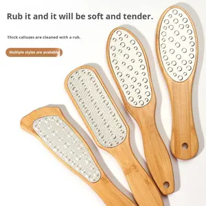 Nuevo depurador de <span class=keywords><strong>pies</strong></span> de piel muerta de acero inoxidable, <span class=keywords><strong>Lima</strong></span> de pie de bambú Natural de doble cara, removedor de callos, almohadilla de papel de lija 80 # - Product Image 2