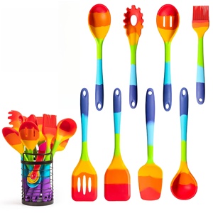 Ustensiles de cuisine résistants à la chaleur, cuillère en silicone arc-en-ciel, spatule, louche, ensemble d'ustensiles de cuisine pour la cuisine - Product Image 1