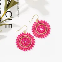 Pendientes de Gota de Aleación de Cobre Chapados en Oro con Cuentas de Cristal de Semillas de Cristal Hechos a Mano para Niños, Estilo Bohemia Chic