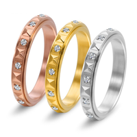 Anneau tournant en acier inoxydable incrusté de CZ, anneaux de couple, cadeau de la Saint-Valentin pour les amoureux