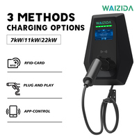 Chargeur EV AC Type 2 WAIZIDA Modèle B 7kW 230V 32A, borne de recharge murale intelligente avec WiFi, Bluetooth en option, RFID, OCPP