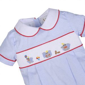 Combinaisons de luxe pour bébés garçons à motifs géométriques élégants, vêtements de détente, fermeture à boutons, broderie artisanale personnalisée OEM/ODM - BB2865 - Product Image 1