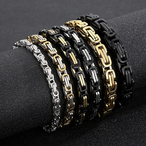 Pulsera Bizantina <span class=keywords><strong>KALEN</strong></span> de Acero Inoxidable con Eslabones de 4/5/6/7/8mm Estilo Hip Hop Bañada en PVD Oro de 18K, Plata o Negro - Product Image 1