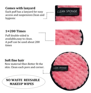 Coussinets démaquillants réutilisables pour le visage, nouveauté, tampons en coton, <span class=keywords><strong>éponge</strong></span> pour enlever le maquillage, ananas rayée, microfibre, 1 pièce - Product Image 3
