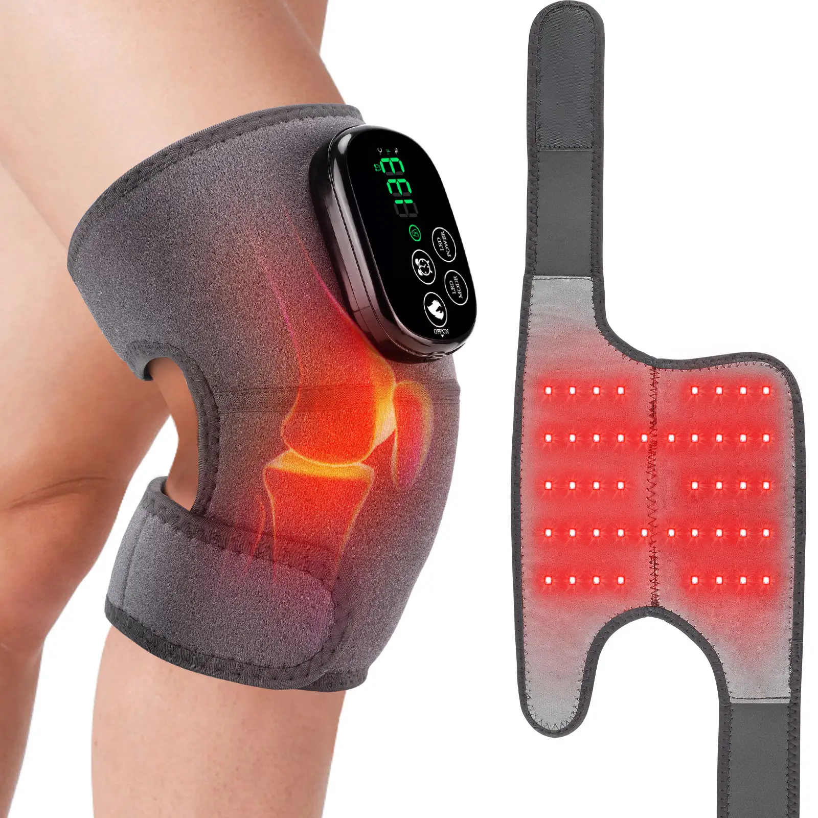 Fabrikant Draadloze 660nm 850nm Infrarood Rood Licht Therapie Verwarming Knie Massageapparaat Voor Gezamenlijke Elleboog Schoudervullingen Pijnverlichting