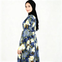 Abaya pour femmes grande taille, coupe ajustée, respirante, en polyester, imprimé numérique, longueur cheville, pour le printemps, le Ramadan, les mariages et l'usage quotidien