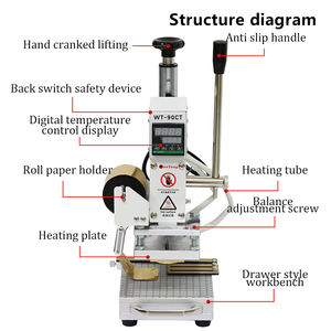 Manuel sınıf dijital deri T yuvası sıcak folyo damgalama makinesi elektrik pirinç harfler ısı basın makinesi ile tahrik - Product Image 3
