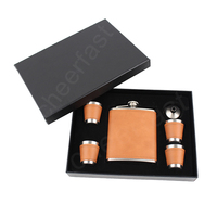 Flacons en cuir Pu, 6oz, 7oz, 8oz, Portable et facile à transporter, coffret cadeau avec 4 tasses, offre spéciale
