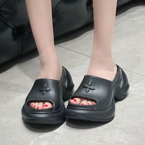 Sandalias Deportivas de Plataforma con Tacón Alto, Punta Abierta, Suela de EVA Acolchada, con Relieve, sin Tiras, Casuales, para Mujer, para Todas las Temporadas - Product Image 4