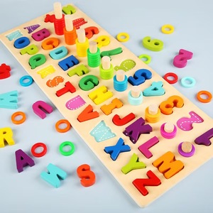 Montessori educativo in legno occupato bordo Set per la matematica dei vecchi bambini <span class=keywords><strong>Puzzle</strong></span> Count forma colore partita di pesca gioco nuovo - Product Image 4