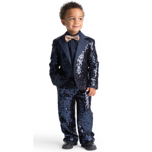 <span class=keywords><strong>Nuevo</strong></span> Conjunto de Traje de Lentejuelas para Niños 2026, Traje Formal de Dos Piezas Negro Brillante para Actuaciones en Escenario, Disfraz de Poliéster Estilo Oriental - Product Image 2