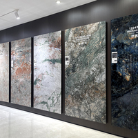 Dalles de porcelaine de luxe en pierre de marbre 120x240cm, polies, en pierre frittée texturée, résistantes à l'usure, pour sols d'hôtel et revêtements muraux
