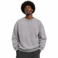 Sweat-shirt unisexe à col rond en coton mélangé Heather Gray 400 g/m², effet vintage, personnalisable avec logo, OEM ODM, streetwear
