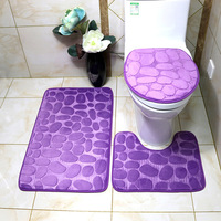 3 pièces Tapis de salle de bain en microfibre moelleux antidérapant absorbant doux et uni en gros