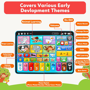 Tablet per bambini 6-<span class=keywords><strong>in</strong></span>-1 con ABC/parole/numeri/colore/giochi/musica giocattoli elettronici educativi interattivi - Product Image 3