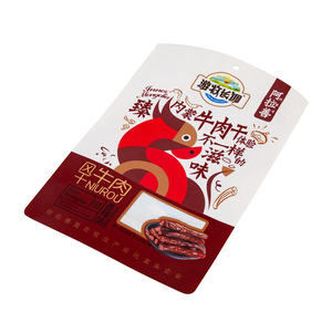 שקיות ניילון עומדות עם סגירת זיפר, חסינות לשמן, עם חור לתלייה, לאריזת בשר מיובש וחטיפים. - Product Image 3