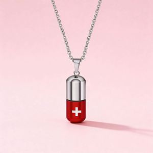 Altın Kaplama Hip Hop Kolye Unisex Titanyum Çelik Kapsül Hap Açılır Kolye Külleri veya Parfüm Saklama Aile Kolyesi - Product Image 6