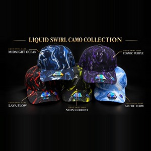 Gorra de Golf Azul Marino con Camuflaje, Diseño Digital Impermeable con Efecto Ondulado, 5 Paneles, Perforaciones Láser, Visera Curva Transpirable, para Hombre y Mujer - Product Image 1