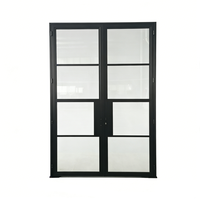 Porte en verre insonorisée en acier, porte en verre à cadre métallique durable pour l'intérieur de la maison