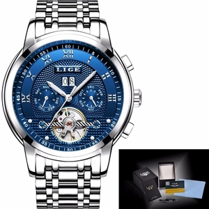 <span class=keywords><strong>Reloj</strong></span> <span class=keywords><strong>LIGE</strong></span> 9841 para Hombre, Nuevo, en Oferta, Tourbillon, Multifunción, Impermeable, Casual, de Lujo, Automático, Mecánico - Product Image 5