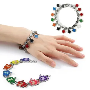 New Beautiful Fashion Bracelets 2d 3D Colorful Cute Logo Bracelets Women Luxury Soft Hard Enamel Metal Designer Bracelets