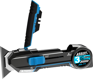 Cuchillo Raspador Giratorio J64 T1 con Cabezal de Aleación de Zinc Patentado de 4 Posiciones, Cinta Métrica de 3m y Cuchillas de Repuesto Ocultas para Cortar/Raspar/Grabar - Product Image 4