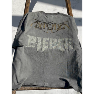 Nouveau style d'été T-shirt en coton <span class=keywords><strong>délavé</strong></span> tendance vintage <span class=keywords><strong>délavé</strong></span> à manches courtes col rond coupe ample <span class=keywords><strong>haut</strong></span> de gamme imprimé pour homme - Product Image 2