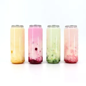 PET Bottle Transparent Plastic Easy Open Juice Can 250ML 330ML 500ML Cans PET Beverage Soda Can With Aluminum Easy To Open Lid