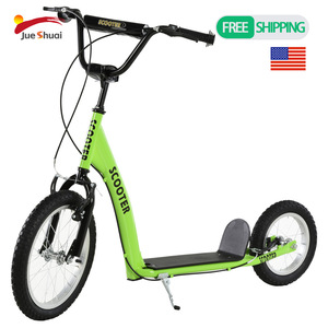 Trottinette pour enfants Aosom en stock aux États-Unis, guidon réglable, roues avant de 16 pouces, roues arrière de 12 pouces, freins doubles, pneus gonflables - Product Image 1