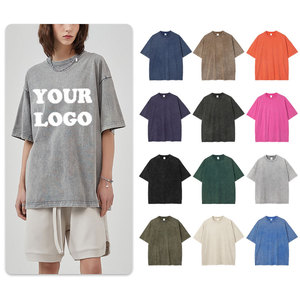เสื้อยืดคอตตอนแท้เนื้อหนัก ซักแล้วทำสีซีดสไตล์วินเทจ ทรงโอเวอร์ไซส์ ไหล่ตก ทรงหลวม แฟชั่น แขนสั้น ขายส่ง - Product Image 3