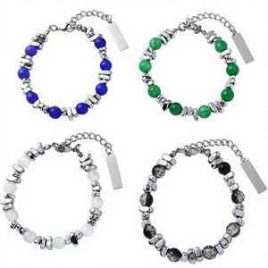 Pulsera de Acero Inoxidable con Cuentas de Ojo de Gato, Diseño de Nicho, Estilo INS, Kevlar, Obsidiana, Multicolor - Product Image 2