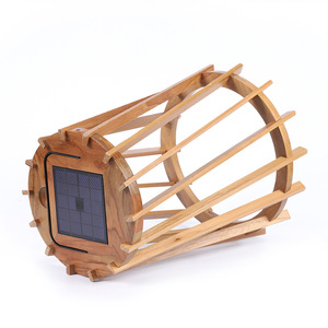 Iluminación solar <span class=keywords><strong>para</strong></span> jardín, farolillos colgantes <span class=keywords><strong>para</strong></span> el suelo del patio trasero al aire libre, con energía solar LED, fácil de instalar, marco de madera, Lámpara decorativa de estilo natural - Product Image 5