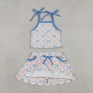 RTS <b>Athletic</b> Wear Bows Little Girls' Clothes Casual Scallop Edge Skorts Shorts Lining Yoga Sister Children's Clothes Outfits - Product Image 2