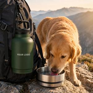Distributeur d'eau pour animaux de compagnie 3 en 1 avec gamelles en acier inoxydable, portable, pour chiens et chats, vente en gros, marque privée OEM - Product Image 1