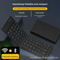 Clavier et souris mini pliables ultra-fins et silencieux, combo à trois modes de charge pour tablettes, téléphones, ordinateurs portables