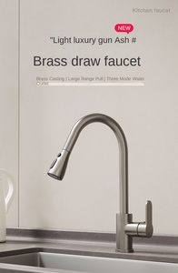 Robinet de cuisine extractible en laiton 59A avec rotation à 360° °   Robinet rotatif, rétraction automatique par gravité, sortie <span class=keywords><strong>d</strong></span>'<span class=keywords><strong>eau</strong></span> à trois modes pour évier moderne - Product Image 6