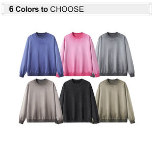 カスタム無地メンズスウェットシャツ 420Gsm ヘビーアシッドウォッシュコットン ユニセックス クルーネックプルオーバースウェットシャツ オーバーサイズ ヴィンテージスウェットシャツ - Product Image 2