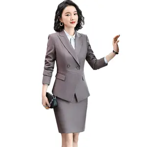 Costume professionnel pour femme, ensemble deux pièces, à la mode, vêtements de tempérament féminin, manteau d'hiver et d'automne
