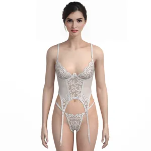 Sexy Lace Lingerie Sets Custom Transparent Hollowed-out Open Fashion Jumpsuits For Women