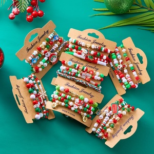 Ensemble de bracelets d'élément de Noël <span class=keywords><strong>lettre</strong></span> perlée en céramique douce bonhomme de neige père noël nouvel an ensemble de bracelets de bijoux pour tous - Product Image 2