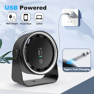 พัดลมตั้งโต๊ะแบบพกพา USB ชาร์จใหม่ได้ เครื่องหมุนเวียนอากาศแบบเงียบ จอแสดงผล LED สำหรับสำนักงาน บ้าน กลางแจ้ง - Product Image 2