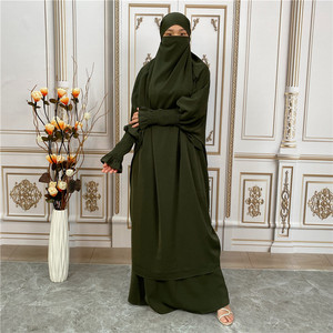 Customize <b>Jilbab</b> Abaya <b>2</b> <b>Piece</b> Set Muslim Women Prayer Dress Dubai Modest Islamic Hijab Long Robe Customization Service 6608# - Product Image 2