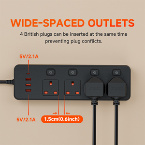 Regleta de Enchufes Oscm de 6/7/8L para Europa, Enchufe Múltiple, Cable de Extensión Eléctrico, Carga Rápida DE SL - Product Image 2