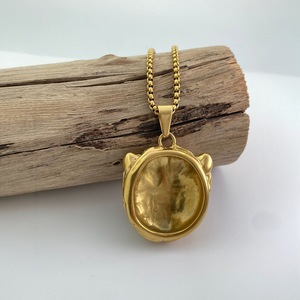 Yunnique – collier avec pendentif tête de lion, en acier inoxydable, or, bijoux du zodiaque, accessoire - Product Image 4