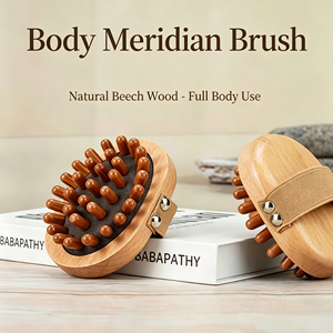 Brosse de massage corporelle en bois de hêtre naturel pour le corps entier, avec coussin d'air, pour massage à sec - Product Image 5