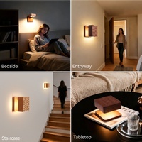 Lampe murale en bois sans perçage, sans fil, rechargeable, avec détecteur de mouvement, commande tactile, magnétique, LED, moderne, blanc neutre 4100K