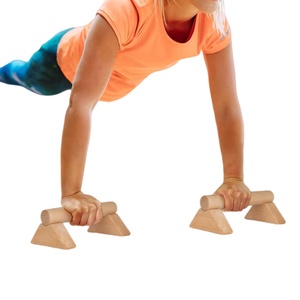 Barres parallèles en bois robustes et portables pour la maison – Équipement d'entraînement à la force de la résistance corporelle pour les pompes et les exercices de fitness - Product Image 1