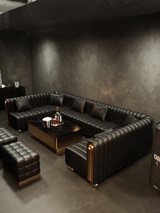 Canapé en acier inoxydable en forme de U, style industriel sombre, pour bar, lounge, KTV, coin de club, salle de danse, salle privée, personnalisable - Product Image 6